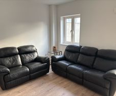 Recliner leather sofa set