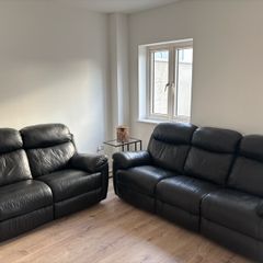 Recliner leather sofa set
