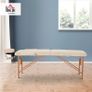 Portable Massage Bed, Foldable Spa Beauty Massage Table with 2 Sections, Carry Bag and Wooden Frame, Cream White Image 6