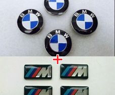 BMW 4x 68mm alloy caps + 4x alloy 3D emblem