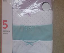 Marks ans Spencer BNWT Girls 5 cotton vests 11-12 years