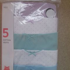 Marks ans Spencer BNWT Girls 5 cotton vests 11-12 years