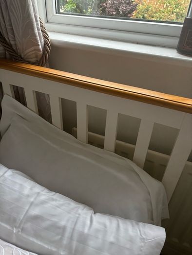 small double bed  4ft cream and wood