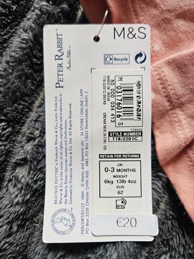 Brand-New M&S Peter Rabbit Baby Dress