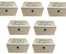 SEVEN Wooden Christmas Eve Gift Boxes (All Brand New)