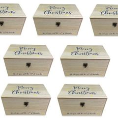 SEVEN Wooden Christmas Eve Gift Boxes (All Brand New)