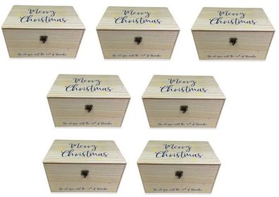 SEVEN Wooden Christmas Eve Gift Boxes (All Brand New)