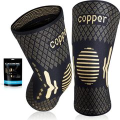 Copper Knee Support for Women/Men 2 Pack - Best Knee Brace Compression Sleeve Support for Arthritis, Knee Pain, Meniscus Tear, ACL, MCL, Joint Pain Relief, Running, Sports, Squats