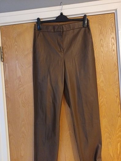 Primark   Brown Faux Leather  Trousers.  S.12.  New.