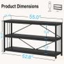 Console Table, Modern Entryway Tables for Hallway Living Room, Industrial Sofa Table Behind Couch, Farmhouse Wooden Metal Entry Tables for Foyer with 3-Tier Storage Shelves, Black Oak, 140cm Image 2