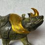 Vintage Chinese Rhinoceros (42cm/7kg) - Bronze With Gilt Accents, Stamped Image 9