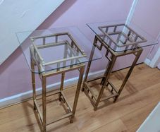 Pair Of Contemporary Cast Metal Side Tables
