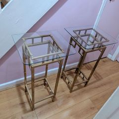 Pair Of Contemporary Cast Metal Side Tables
