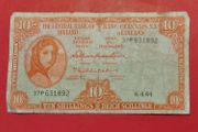Irish 1964 Lavery ten shilling banknote in used condition