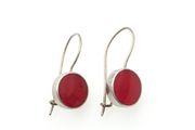 Vintage 925 Sterling Silver &amp; Red Coral Gemstone Earrings