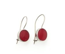 Vintage 925 Sterling Silver & Red Coral Gemstone Earrings