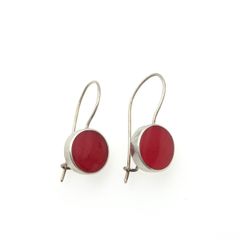 Vintage 925 Sterling Silver & Red Coral Gemstone Earrings
