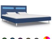 Bed Frame with LED Blue Fabric 150x200 cm