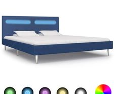 Bed Frame with LED Blue Fabric 150x200 cm