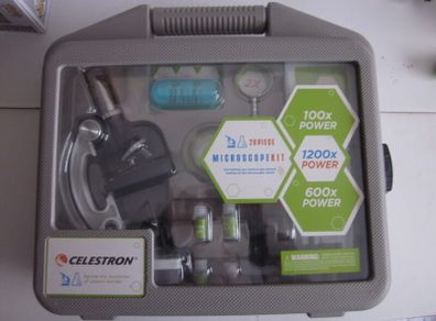 Celestron Beginner Microscope 28 Piece Kit Magnification 100x-1200x New