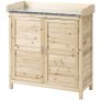 Garden Cabinet with 2 Compartments, Metal Work Surface with Edging, Natural Wood, 83 x 40 x 92 cm Image 2