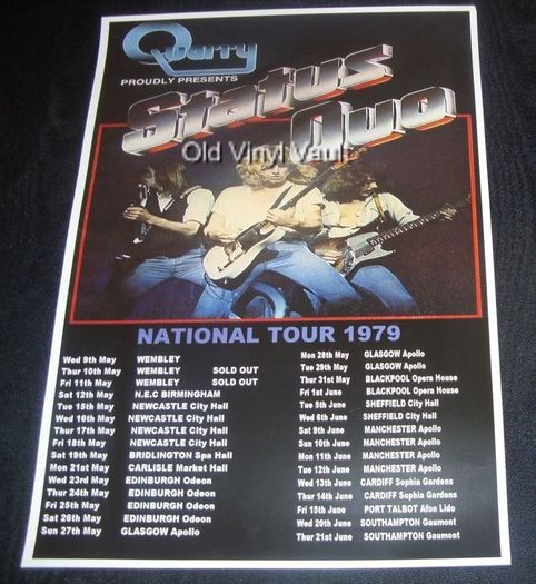 Status Quo concert poster UK Tour 1979 new A3 size repro