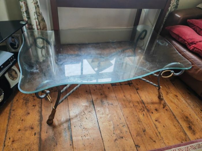 leather Armchair and glass coffee table-must take both