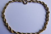 Vintage Solid 9K Yellow Gold 375 Thick Rope Chain Bracelet length 7,5" - 3,5g