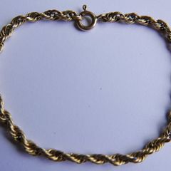 Vintage Solid 9K Yellow Gold 375 Thick Rope Chain Bracelet length 7,5" - 3,5g
