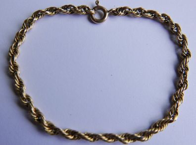 Vintage Solid 9K Yellow Gold 375 Thick Rope Chain Bracelet length 7,5" - 3,5g