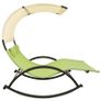 Double Sun Lounger with Canopy Textilene Green and Cream Image 6