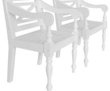 Batavia Chairs 2 pcs White Solid Mahogany Wood