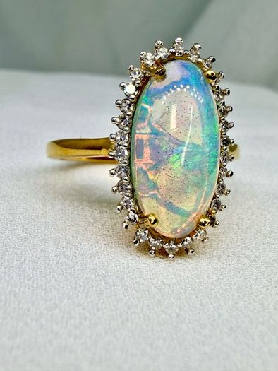 Opal Lab-Grown Diamond Halo Ring