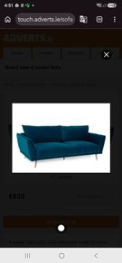 Teal velvet 3 seater sofa