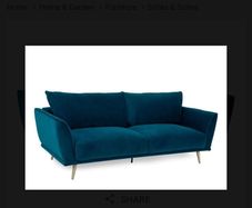 Teal velvet 3 seater sofa