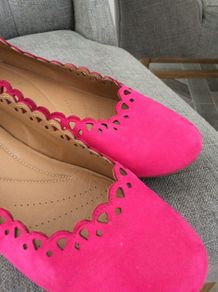 Pair Of pink wide fit suede shoes Size uk 5