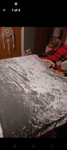silver velvet bed throw/runner