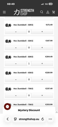 60kg Rubber Hex Dumbbell, Strongman, Powerlifter, Cheap!!