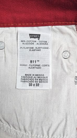 Levi Strauss & Co 511 Jeans Vintage Red Size: W33 L32