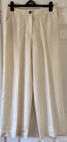 Ladies Cream Linen Mix Trousers by Marks&Spencer