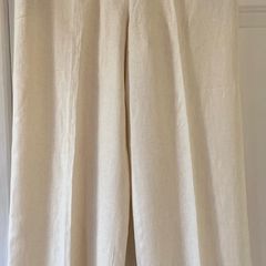 Ladies Cream Linen Mix Trousers by Marks&Spencer