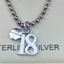 Heavy 925 silver ball necklace with 18th pendant Image 4