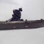 a vintage chinese bronze of  fishing man on a bamboo boat signed Image 3