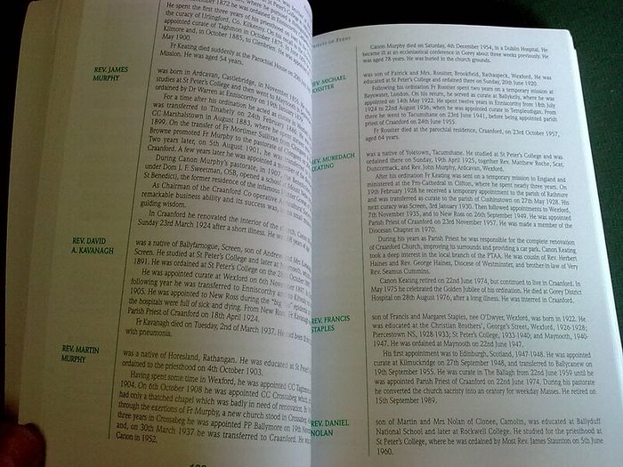 The secular priests of the Diocese of Ferns Ireland Irish genealogy Wexford