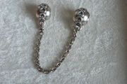 Pandora band of hearts safety chain charm very good condition hallmarked