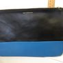 Medium Size  Fashionable Black and Blue Moss Copenhagen Twotone Leather Clutch Bag Image 7
