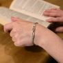 Vintage 925 Sterling Silver Signed British Geometric Scroll Bangle Image 2