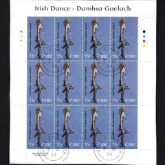 2008 Ireland Irish Dance Commemorative Stamp Sheetlet Plate 1A1A1A1A Fine Used with Dublin cancel of 7th November 2008 (First day of issue)