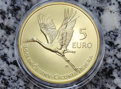 Slovakia 5 Euro Shiny Coin 2023 - Stork - Fauna and flora in Slovakia