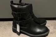 Buckle Casual Boot Fur Lining size 38 5 black Brand New